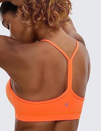 CRZ YOGA Butterluxe Womens Y Back Sports Bra - Padded Racerback Low Impact Spaghetti Thin Strap Workout Yoga Top