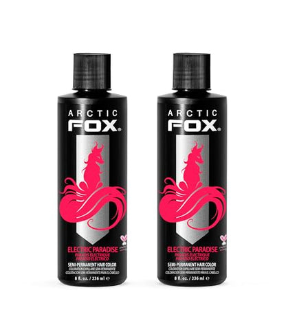 Arctic Fox Semi-Permanent Hair Dye, Vegan & Cruelty-Free, UV Reactive Neon Pink, Electric Paradise, Long Lasting, Conditioning, Ammonia Free, For All Hair Types, 8 Fl Oz (Pack of 2)