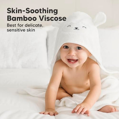 KeaBabies Hooded Baby Towel for Newborn - Viscose Derived from Bamboo Large Baby Bath Towels with Hood for Boys, Girls, Toddler, Extra Absorbent & Soft Newborn Bath Essentials (Lamb)