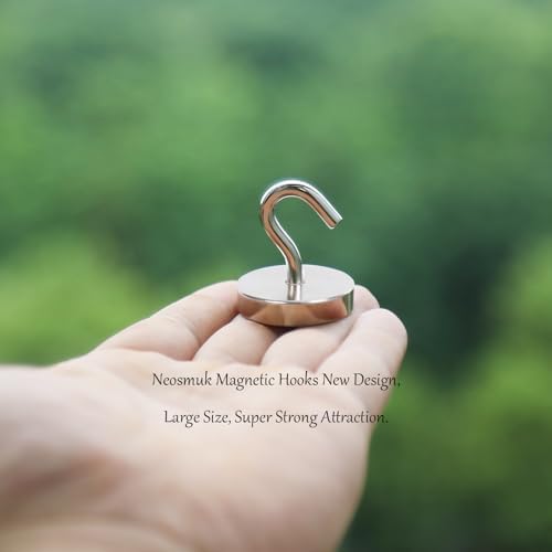 Neosmuk Magnetic Hooks, Cruise Ship Essentials, 120lb+ Heavy Duty Magnetic Hooks for Cruise Cabins, Refrigerator, Grill, Hanging, and Travel | Extra Strong Must-Haves Magnet Hook,Silver, Pack of 10