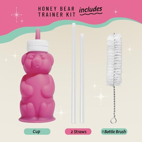 Legendairy Milk Honey Bear Straw Cup Silicone for Babies (Green), 8 oz. Dishwasher Safe, Food Grade Silicone, Honeybear Sippy Cup for Ages 4+ Months