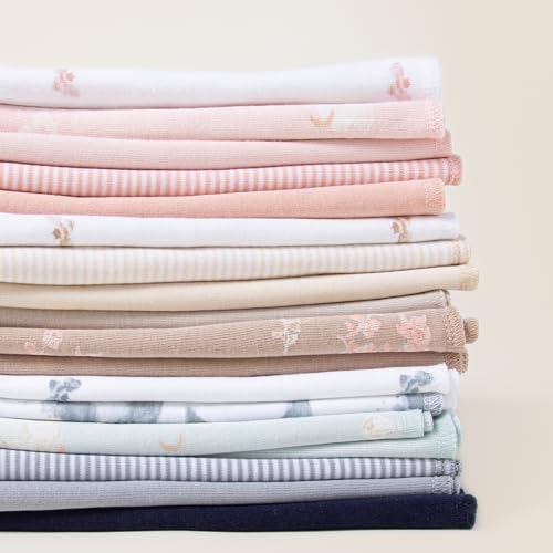 Burt's Bees Baby Infant Burp Cloths, 100% Organic Cotton Extra Absorbent Soft Fabric Drool Cloths, 5-Pack Newborn Must-Have Essential Large Burping Cloths, One Size 17 x 11.75 Inches