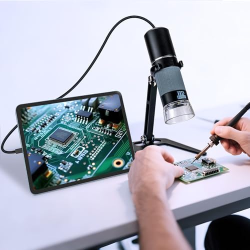 Ninyoon Full HD 1080P USB Digital Microscope Camera for iPhone iPad Android PC, 50-1000X High Definition Portable Handheld Microscope with Light for Coin Plants Trichome Soldering Skin Scalp