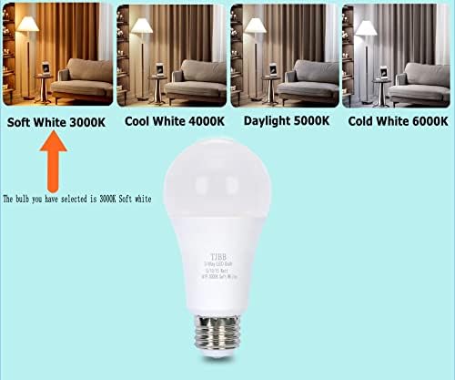 4 Pack 3 Way LED Light Bulbs 50 100 150Watt Soft White 3000K Equivalent, 5/10/15W Three Way Light Bulbs A19 E26 Base, 700 1400 2100 Lumens