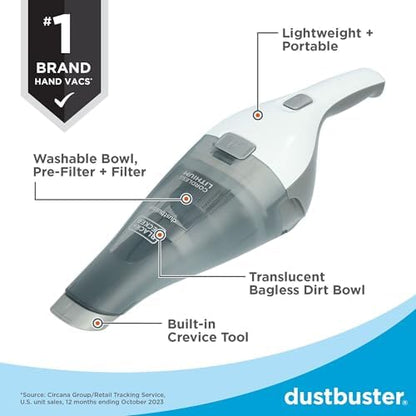 BLACK+DECKER dustbuster QuickClean Cordless Handheld Vacuum, Car Vacuum Portable (HNVC215B10)