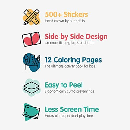 Cupkin Bird Sticker Book Activity for Kids, Toddler Airplane Travel Essentials, 500+ Parrot Stickers + 12 Scenes + 12 Coloring Book Pages, Bird Lover Kids Gift, Kid Crafts for Ages 2-8