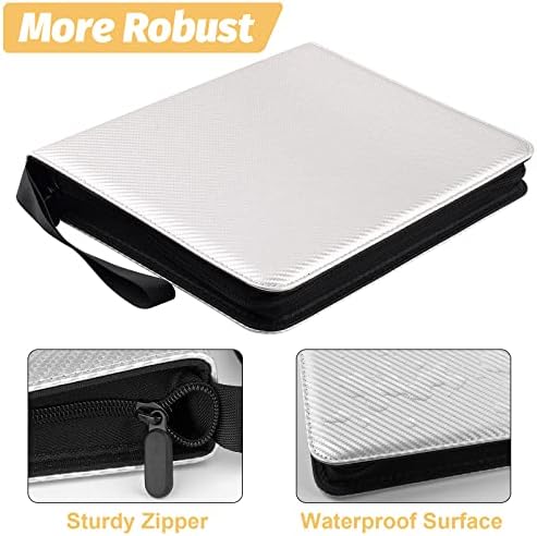 9 Pocket Card Binder, Premium Zip Trading Card Binder, 720 Double Sided Pocket PU Card Collection Binder, Collector Card Album, Card Folder for MTG, TCG, Sports Cards, Game Cards (Silver)