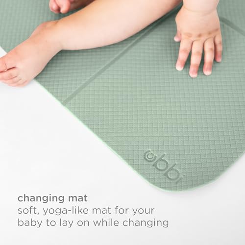 Ubbi On-The-Go Diapering Gift Set, Includes Changing Mat and Bag, Wipes Dispenser, Pacifier Holder and Bag Dispenser, Newborn Essentials, Sage