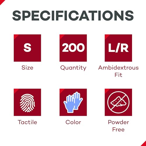 Dealmed Medical Exam Gloves – 200 Count Small Nitrile Gloves, Disposable Non-Irritating Latex Free, Multi-Purpose Use for a First Aid Kit and Medical Facilities