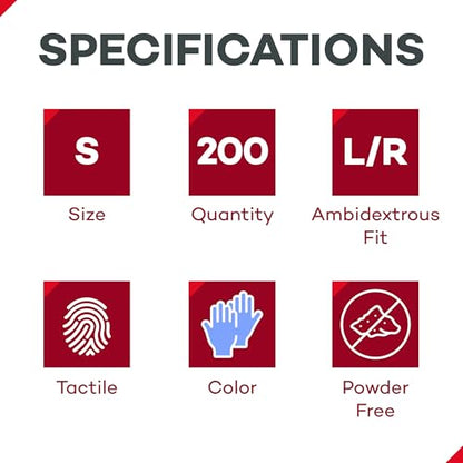 Dealmed Medical Exam Gloves – 200 Count Small Nitrile Gloves, Disposable Non-Irritating Latex Free, Multi-Purpose Use for a First Aid Kit and Medical Facilities