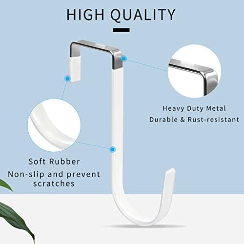 FYY Over The Door Hooks, 10 Pack Door Hangers Hooks with Rubber Prevent Scratches Heavy Duty Organizer Hooks for Living Room, Bathroom, Bedroom Hanging Clothes, Towels, Hats, Coats, Bags White