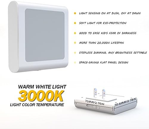 MAZ-TEK Plug in Dimmable Led Night Light with Auto Dusk to Dawn Sensor, Soft Warm White Nightlights for Hallway,Bedroom, Kids Room, Kitchen, Stairway, 4 Pack