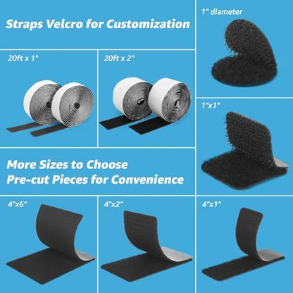 Art3d 16 Sets Hook and Loop Tape Sticky Back, 4"x6" Double-Sided Adhesive Strip, Heavy Duty