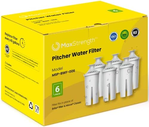 Water Filter Replacement for Brita® Pitchers & Dispensers, Classic OB03, Mavea® 107007, 35557 & More, NSF Certified Water Pitcher Filter, 1 Year Supply, Fits Brita & Mavea, 6 Count