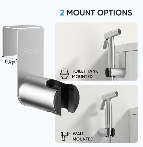 Arofa Handheld Toilet Bidet Sprayer for Toilet-Adjustable Water Pressure Control with Bidet Hose for Feminine Wash, Stainless Steel Brushed Nickel Bidet Faucet Cloth Diaper for Baby Wash