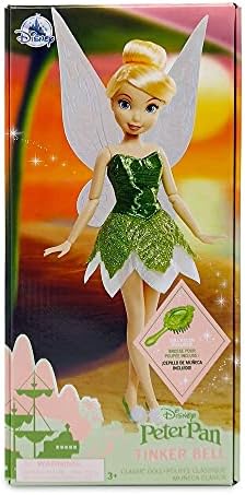 Disney Store Official Disney Princess Classic Doll (Tinker Bell from Peter Pan), 11 Inches, Includes Brush with Molded Details, Fully Posable Toy in Classic Outfit - Disney Princess Toys for Girls