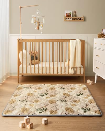 Blissful Diary Baby Play Mats for Floor, 50x50 Playpen Mat, Thicken Cushioning Padding Foam Playmate for Baby and Toddlers Infants, Non-Slip & Machine Washable, Earth Tones Design