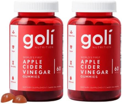 Goli Nutritional Supplement, Apple Cider Vinegar Gummy Vitamins Nutrition, 2 Pack of 60 Count