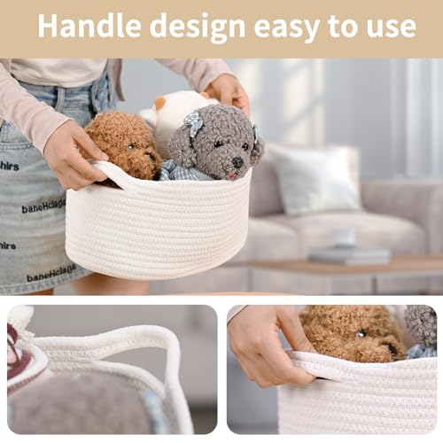 Cute Woven Storage Basket with Handle, Baskets for Gifts Empty, Gift Baskets for Birthday Baby Shower Raffle Burr Fundraising, Decorative Organizer Box for Baby Toy Pet, 13" D x 8" W x 6" H