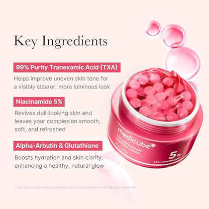 medicube TXA+Niacinamide Capsule Cream | Dual Radiance Moisturizer, Ideal for Use After Spot Care | For Uneven Skin Tone, Texture & Hydration | 99% Pure Tranexamic Acid | Korean Skincare | 1.94oz