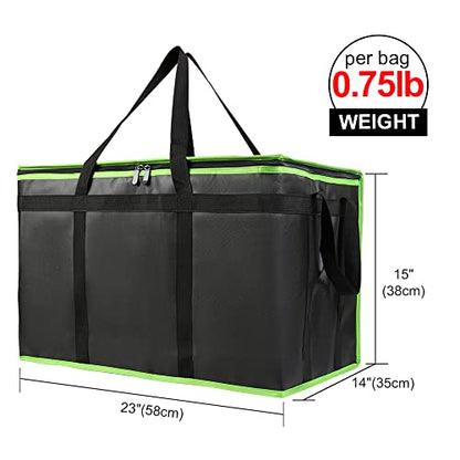 Bodaon Insulated Food Delivery Bag, XXX-Large Insulated Pizza Delivery Bags, Black with Green Edge, 1-Pack