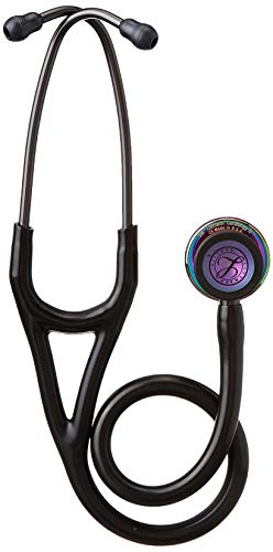 3M Littmann Cardiology IV Diagnostic Stethoscope, 6240, More Than 2X as Loud, Weighs Less, Stainless Steel High Polish Rainbow-Finish Chestpiece, 27" Black Tube, Smoke Stem, and Headset
