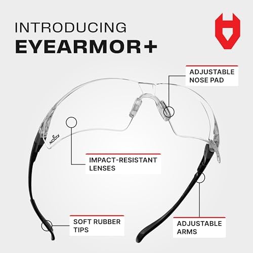 NoCry Clear Shooting Glasses for Men with Anti-Fog and Scratch Resistant Wraparound Lenses — ANSI Z87 Protective Eyewear with Adjustable Temples & Nose Pad — 100% UV Eye Protection