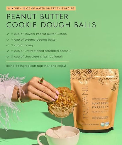 Truvani Vegan Pea Protein Powder | Peanut Butter | 20g Organic Plant Based Protein | 20 Servings | Keto | Gluten & Dairy Free | Low Carb | No Added Sugar