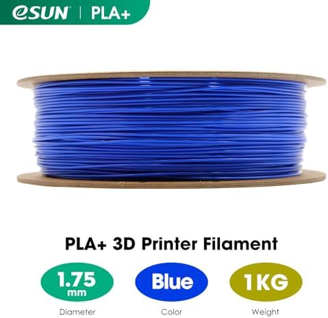 eSUN PLA+ Filament 1.75mm, 3D Printer Filament PLA Plus, Dimensional Accuracy +/- 0.03mm, 1KG Spool (2.2 LBS) 3D Printing Filament for 3D Printers, Blue