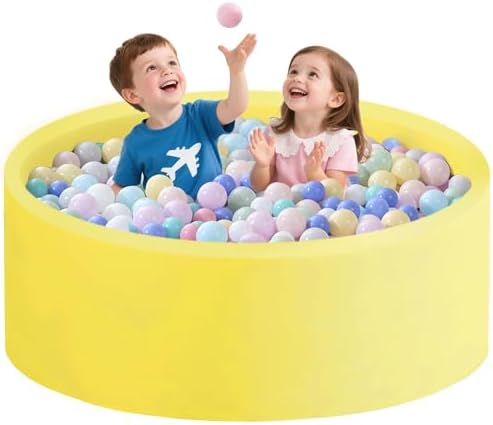 Ball Pit for Toddlers 47.24''x15.75'' Baby Ball Pits Round Foam Ball Pit Lagre Kids Ball Pool Ideal Gift for Children (Yellow, NO Balls)