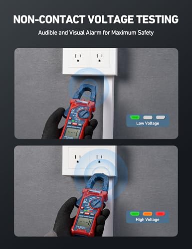 AstroAI Digital Clamp Meter Multimeter 4000 Counts Auto-ranging Amp Tester Measuring AC/DC Voltage & Current, Resistance, Capacitance, Frequency, Continuity, Live Wire Test, NCV Detection