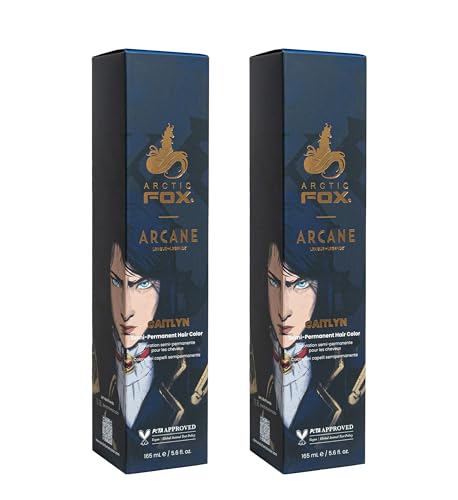 Arctic Fox Semi Permanent Hair Dye, Vegan & Cruelty Free, Deep Navy Blue, Ammonia Free, Fade Resistant, Arcane Caitlyn, For All Hair Types, 5.6 Fl Oz (Pack of 2)