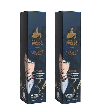 Arctic Fox Semi Permanent Hair Dye, Vegan & Cruelty Free, Deep Navy Blue, Ammonia Free, Fade Resistant, Arcane Caitlyn, For All Hair Types, 5.6 Fl Oz (Pack of 2)