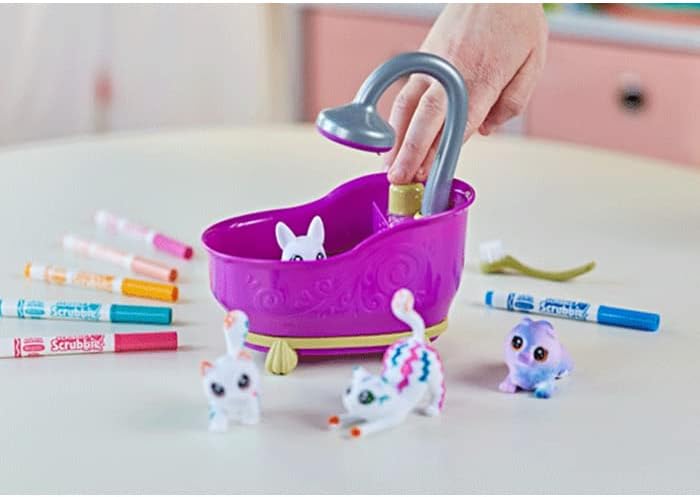Crayola Scribble Scrubbies Tub Set (4 Pets), Washable Pet Care Toy, Coloring Animal Craft, Toys for Girls & Boys, Gifts for Kids, Ages 3+