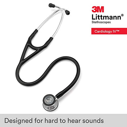 3M Littmann Cardiology IV Diagnostic Stethoscope, 6177, More Than 2X as Loud, Weighs Less, Stainless Steel Mirror-Finish Chestpiece and Stem, 27" Black Tube