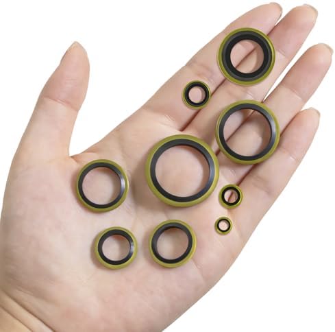 378 Pcs NBR Metal Bonded Sealing Washer Assortment Kit M6 M8 M10 M12 M14 M16 M18 M20 M22 M24 M27 M30 Automotive Self-Centred Seal Gasket Repair Set