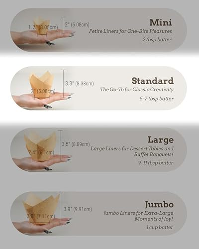 Nordic 75GSM Paper 200pcs Natural Tulip Cupcake Liners for Baking Cups, Unbleached EU Parchment paper Tulip Muffin Liners, Cupcake Wrapper for Party, Christmas