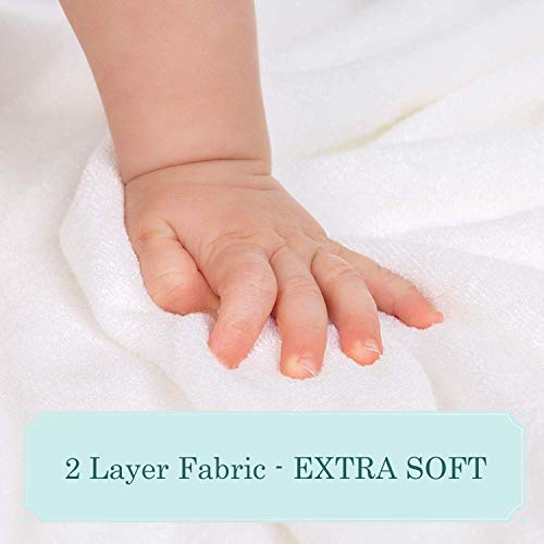 HIPHOP PANDA Baby Washcloths, Rayon Made from Bamboo - 2 Layer Ultra Soft Absorbent Newborn Bath Face Towel - Reusable Baby Wipes for Delicate Skin - White, 30 Pack