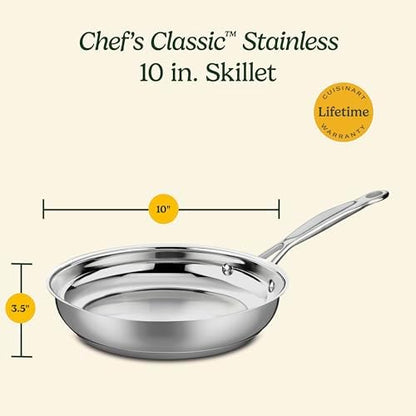Cuisinart 10-Inch Open Skillet, Chef's Classic Stainless Steel Cookware Collection, 722-24