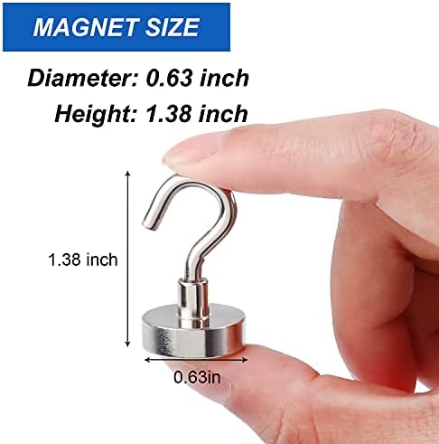LOVIMAG Neodymium Strong Magnetic Hooks,30Lbs Rare Earth Magnets Heavy Duty with Hook for Refrigerator,Ceiling Magnets for Hanging,Cruise,Curtain and Kitchen etc- 45 Pack