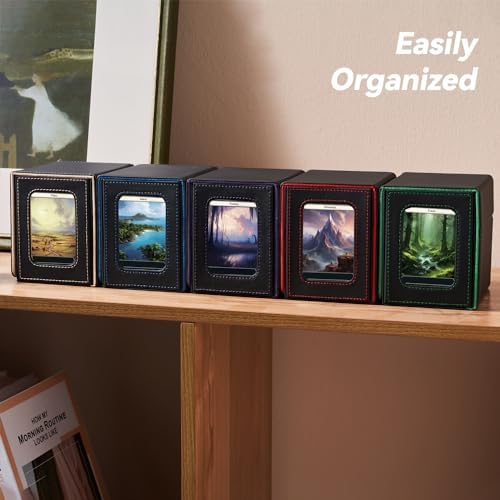 Card Deck Box for MTG Commander - Patented Design, Commander Display, Fits 100 Double-Sleeved Cards, 35pt Card Brick & Dice Tray - Black/Gray