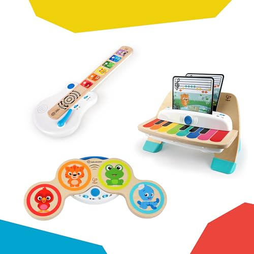 Baby Einstein Strum Along Songs Magic Touch Wooden Toy Guitar with Whammy Bar, Montessori Musical Learning Toy with Lights, 12mo+