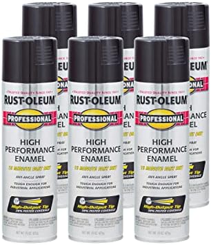 Rust-Oleum 7579838-6PK Professional High Performance Enamel Spray Paint, 15 oz, Gloss Black, 6 Pack