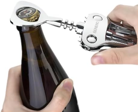 Beneno Wine Opener with Stainless Steel Wine Foil Cutter - Bottle Top Seal Cutter, Zinc Alloy Premium Wing Corkscrew with Multifunctional Bottles Opener, Upgrade