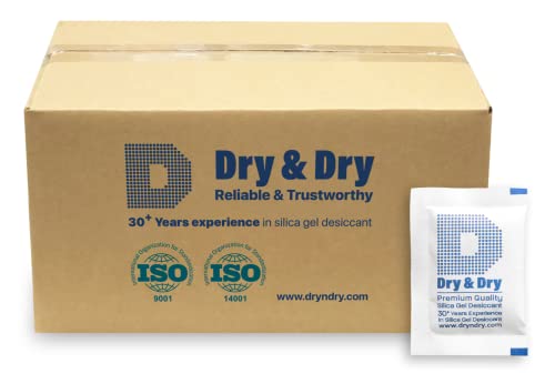 Dry & Dry Silica Gel Packets Silica Gel Desiccants - Rechargeable (Food Safe) Silica Gel Packets - White - 3000 Packets (5 Gram)