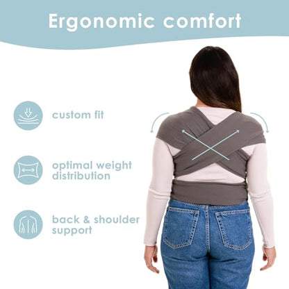 Sleepy Wrap Stretchy Ergonomic Baby Carrier Sling for Newborns to Toddlers - Hands-Free Lightweight Baby Wrap 7-35 lbs (Dark Grey)