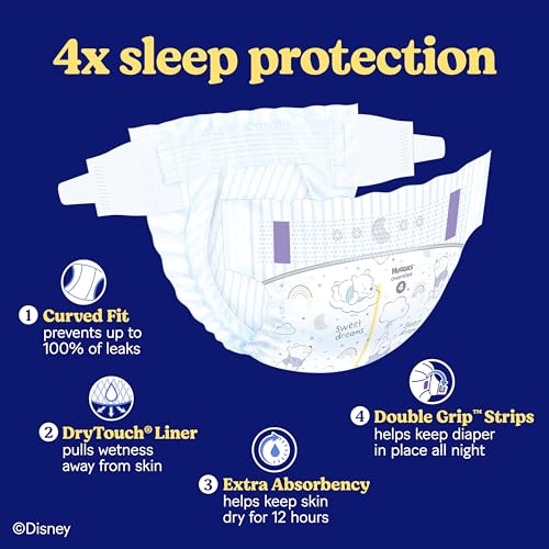 Huggies Size 4 Overnites Baby Diapers: Overnight Diapers, Size 4 (22-37 lbs), 116 Ct (2 Packs of 58), Packaging May Vary