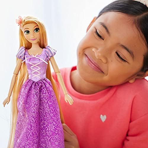 Disney Store Girl's Disney Princess Classic Doll (Rapunzel from Tangled), 11 Inches, Includes Brush with Molded Details, Fully Posable Toy in Classic Outfit - Disney Princess Toys