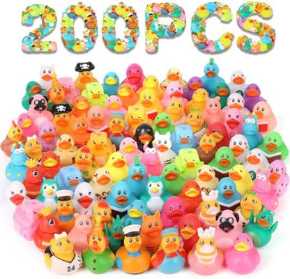 200 Pack Rubber Ducks in Bulk, Jeep Ducks for Ducking, Ducks for Jeeps Assorted, Bath Toys Floater Duck for Kids, Baby Showers Accessories Party Favors