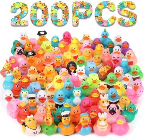 200 Pack Rubber Ducks in Bulk, Jeep Ducks for Ducking, Ducks for Jeeps Assorted, Bath Toys Floater Duck for Kids, Baby Showers Accessories Party Favors